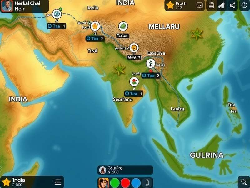 Herbal Chai Heir progression map showing Indian locations